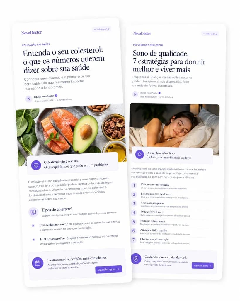 Blog de site para médico — artigos educativos para pacientes