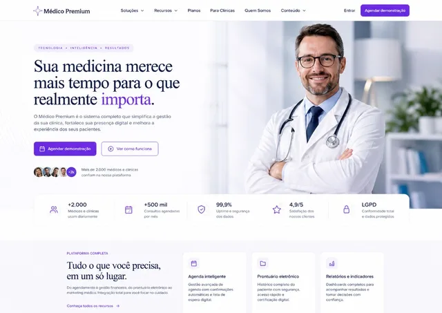 Pré-visualização do template Médico Premium