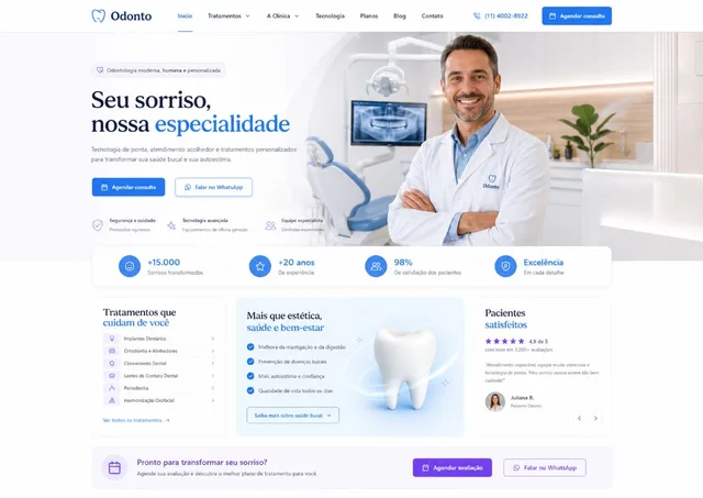 Pré-visualização do template Odonto